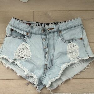 The Laundry Room Light Blue Frayed Jean Shorts